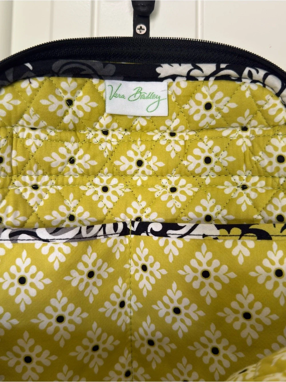 Vera Bradley Quilted Baroque Floral Small Backpack in Yellow, Black & Gray